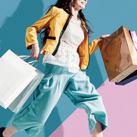 cheerful happy woman enjoying shopping